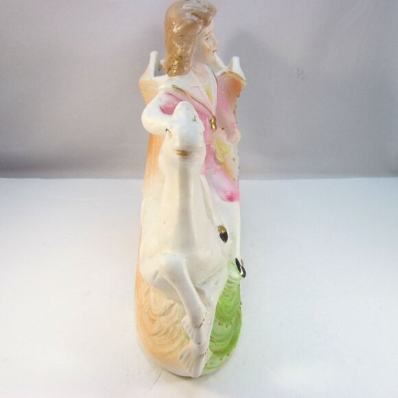 Victorian Boy on Horse Shell Bisque Planter by Wales Chinaware made in Japan - Picture 3 of 14